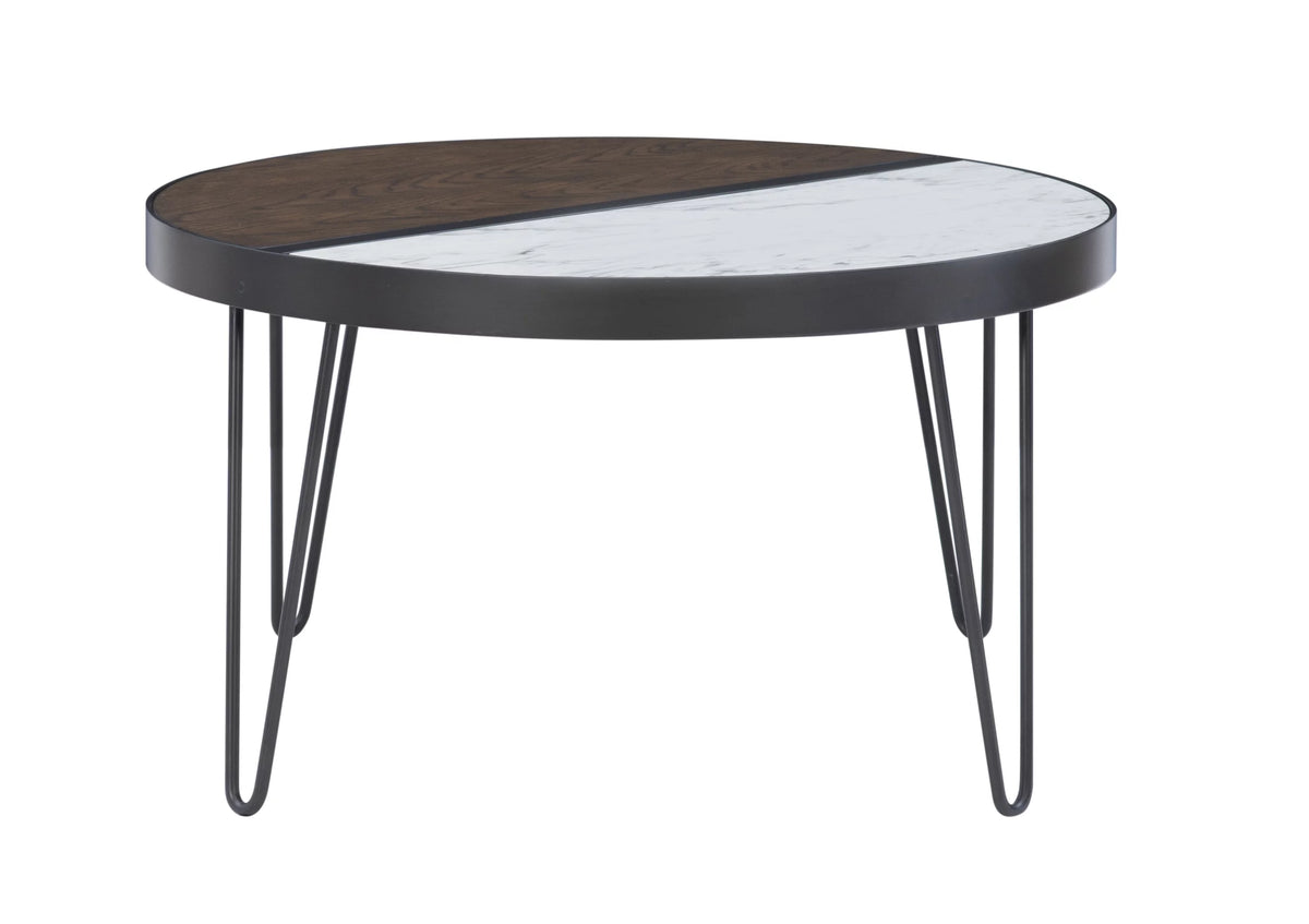 Round Mid-Century Coffee Table with Hairpin Legs, Walnut D16842