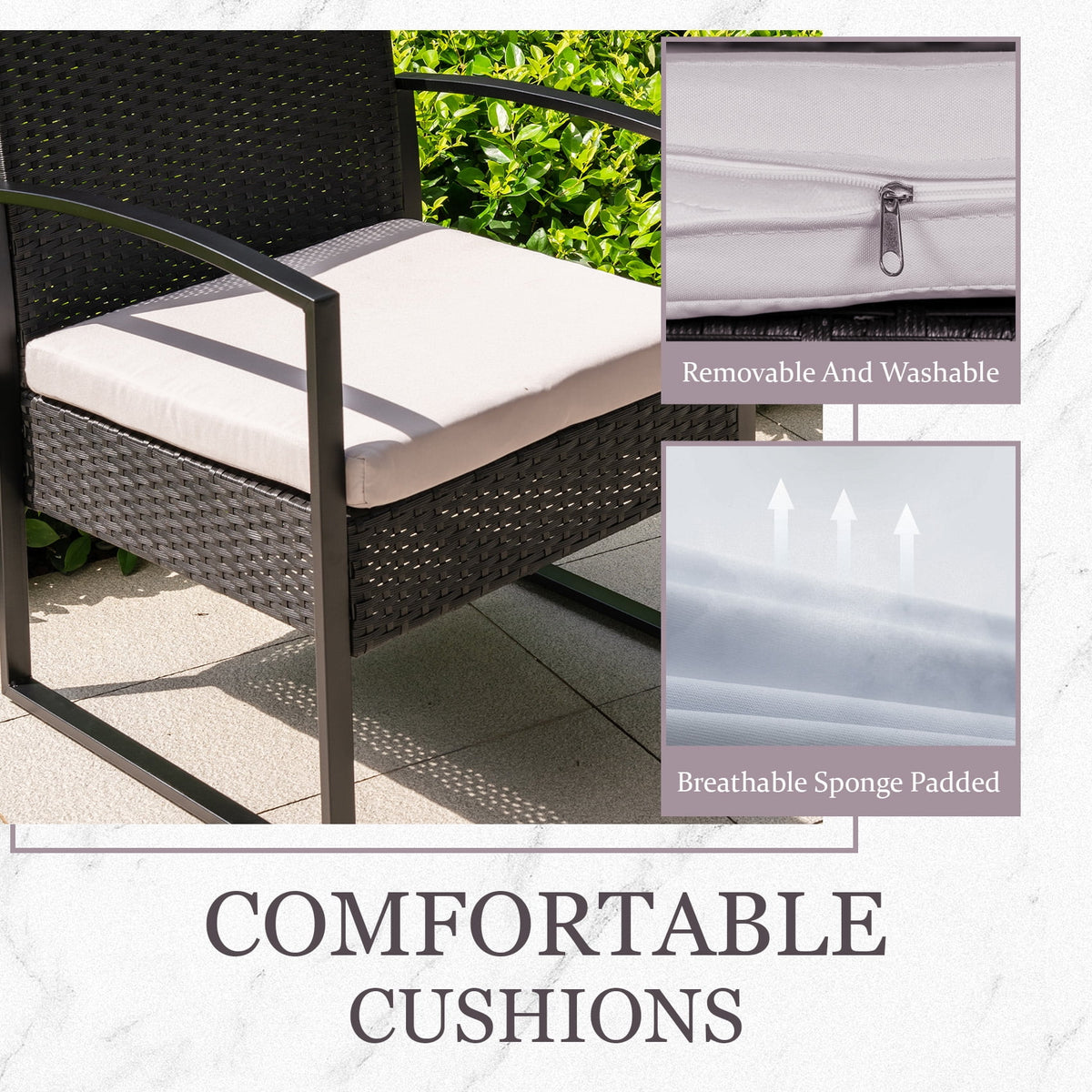 3 Piece Rattan Patio Set with Glass Table M512