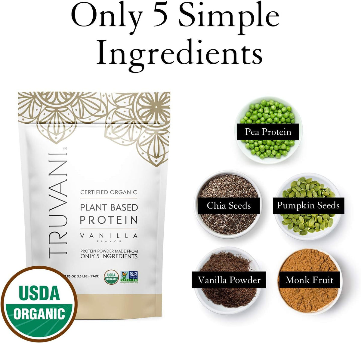 Vanilla Plant Based Protein Powder, 20.9 oz Pack of 2 V19087