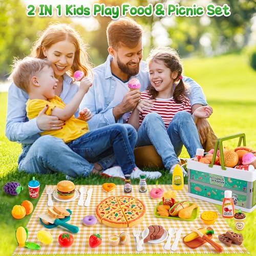 78 Pc Pretend Play Food with Storage Basket P35670