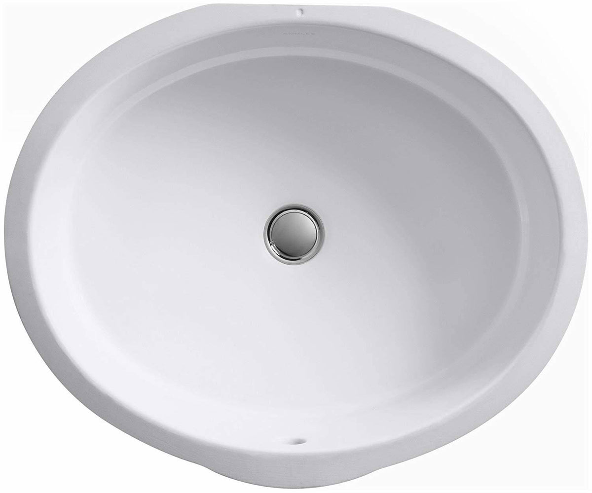 White Oval Undermount Bathroom Sink Z7629