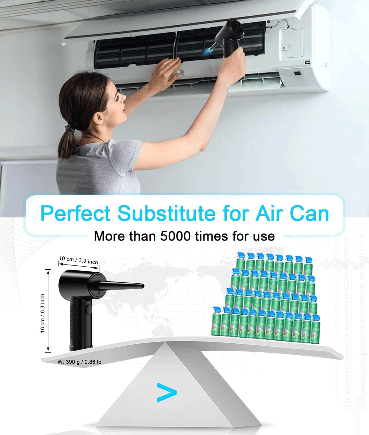 Rechargeable Cordless Air Duster with LED Light, Pack of 2 Y4026