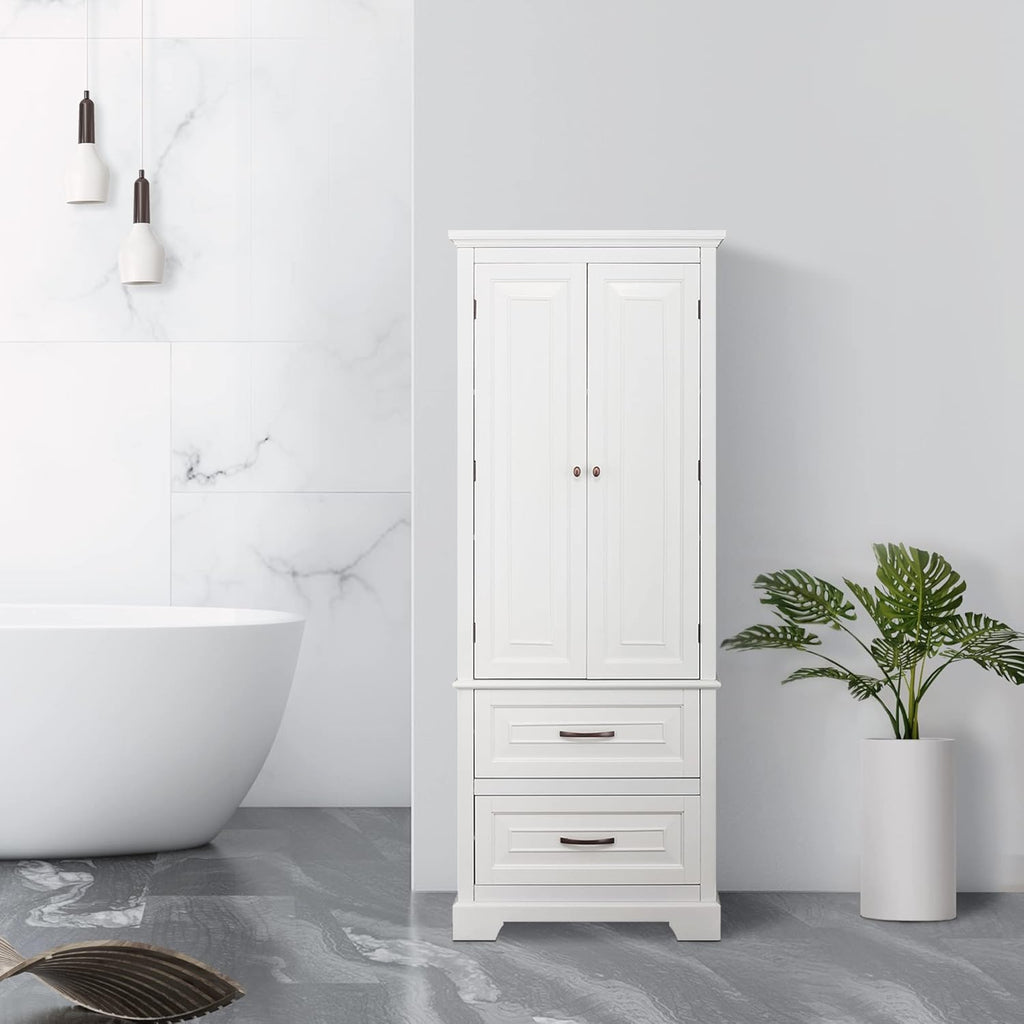 White Bathroom Storage Linen Cabinet Q5636