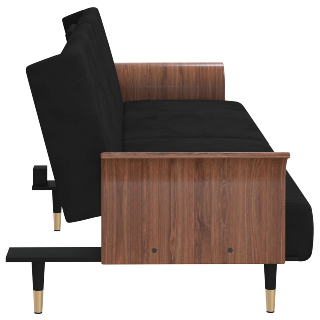 Black Sofa Bed with Cup Holders X1296
