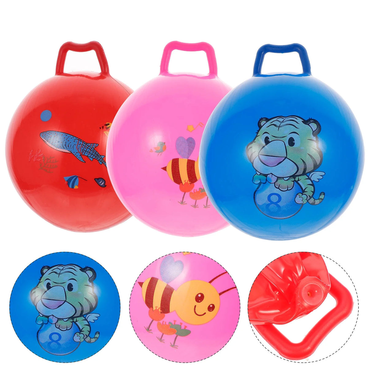3Pcs Inflatable Hopper Balls with Handle U463173