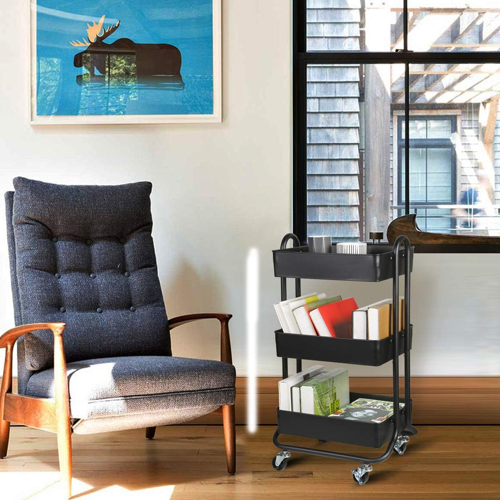 3 Tier Metal Rolling Utility Storage Cart with Wheels X92211