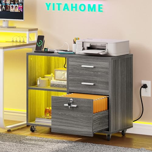 Black 3 Drawer Wood File Cabinet U80143