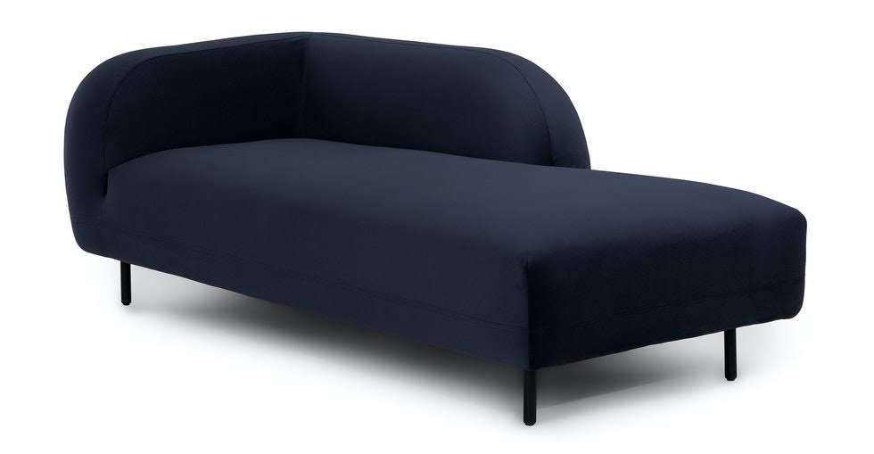 Blue Velvet Daybed with Black Metal Legs O208