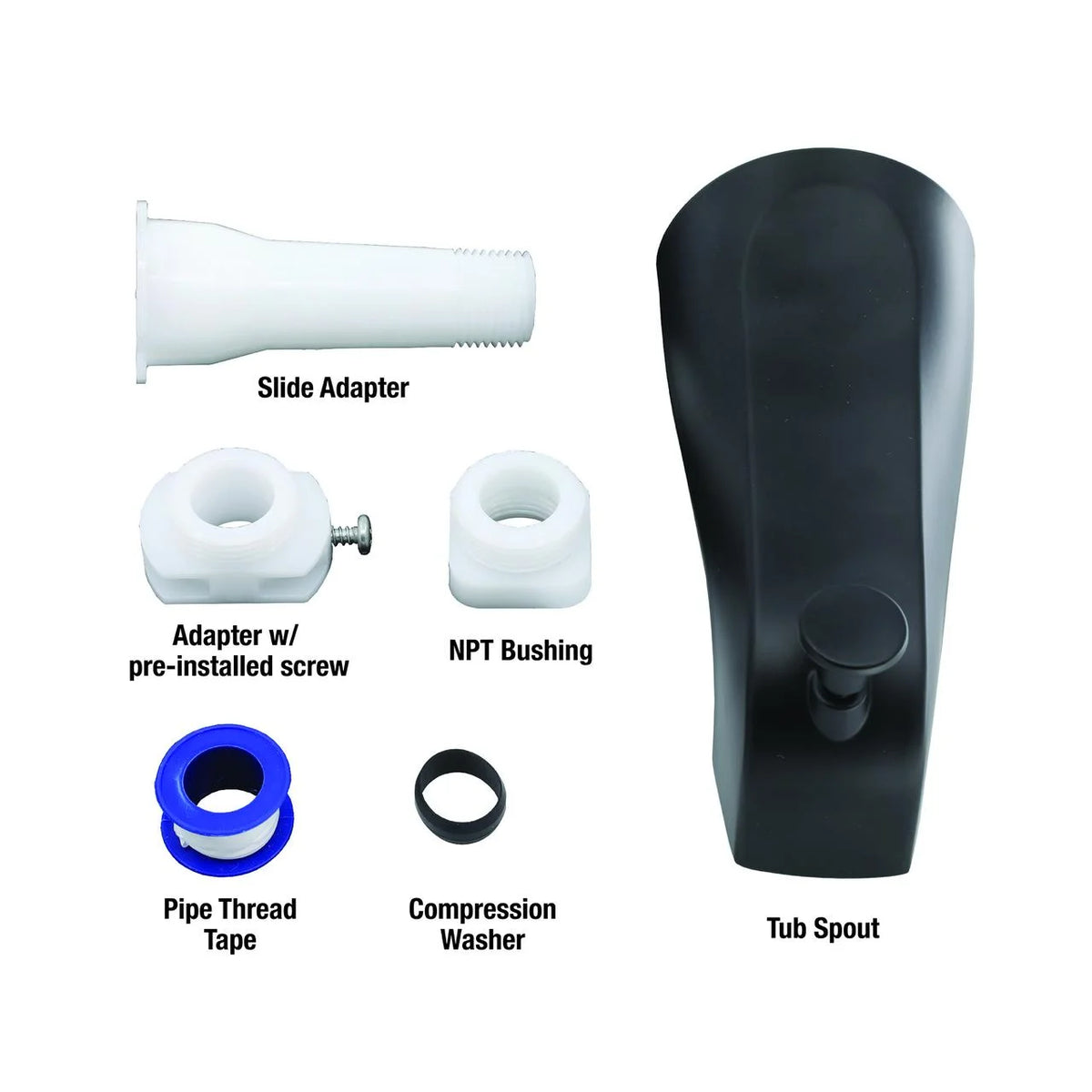 Matte Black Tub Spout with Diverter J468201