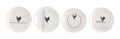 6.5”D Chicken Plate Set of 8 White Black Z351316