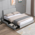 King Size Velvet Upholstered Platform Bed Frame with 4 Storage Drawers E821780