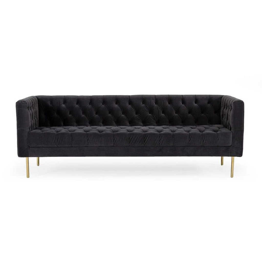 Dark Gray Gold Velvet Solid Wood Sofa G89069