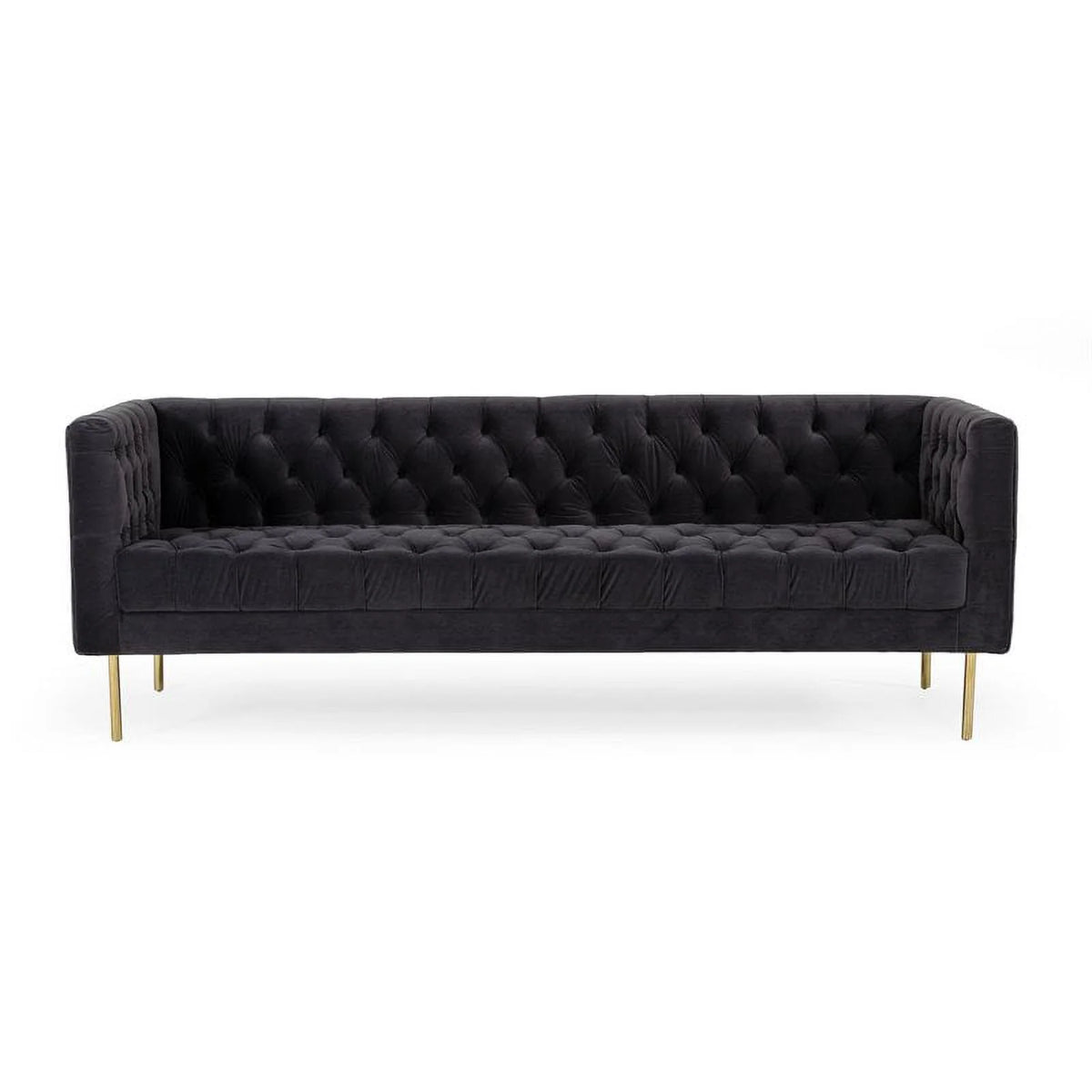 Dark Gray Gold Velvet Solid Wood Sofa G89069