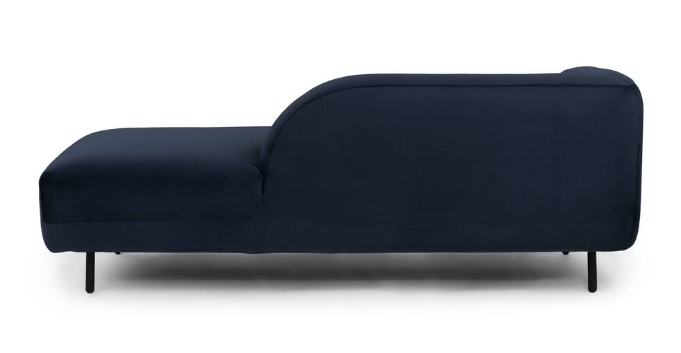 Blue Velvet Daybed with Black Metal Legs O208