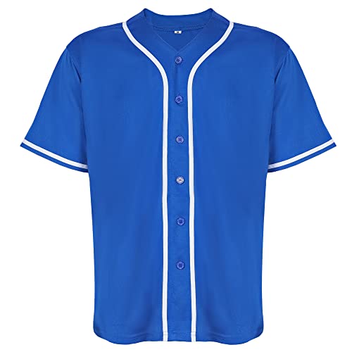 Mens Baseball Jersey Button Down Short Sleeve Shirts U91273