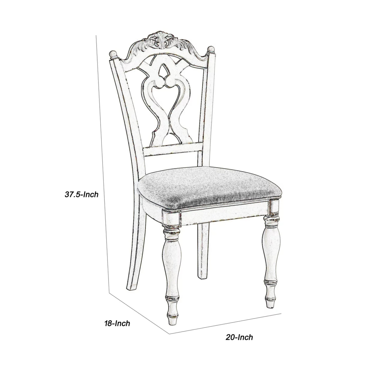Antique White Writing Desk Chair with Engraved Backrest U54674
