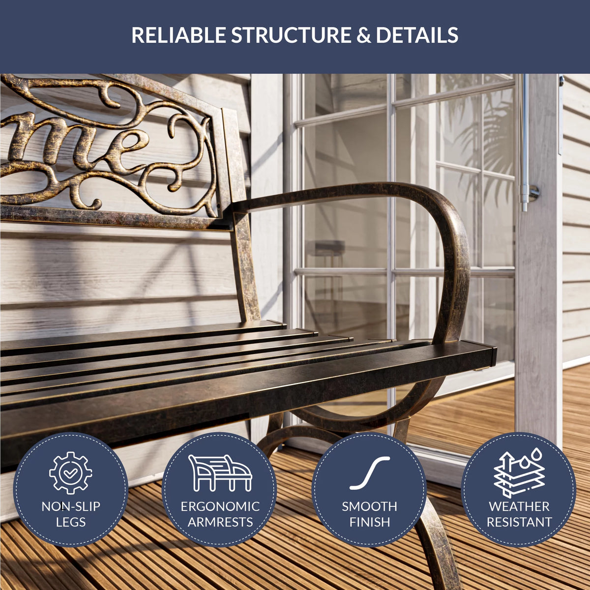 50" Bronze Outdoor Bench R849514