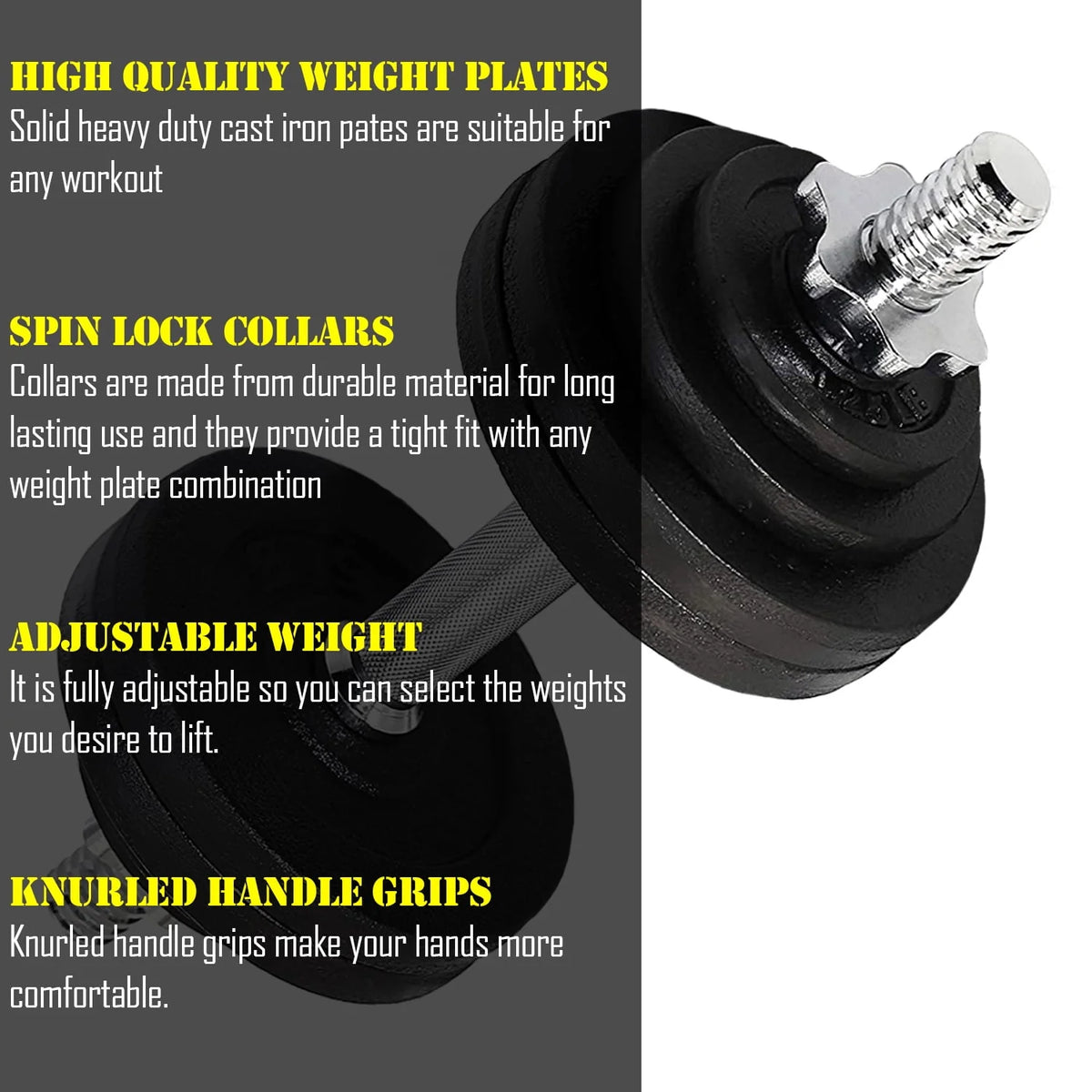 Adjustable Cast Iron Dumbbell Sets with Bars, Plates, Collars A726227