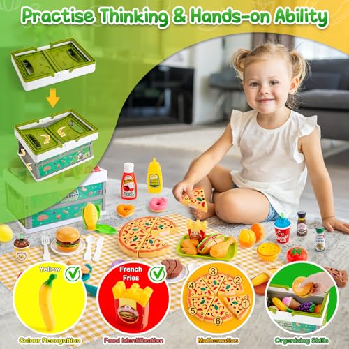 78 Pc Pretend Play Food with Storage Basket P35670