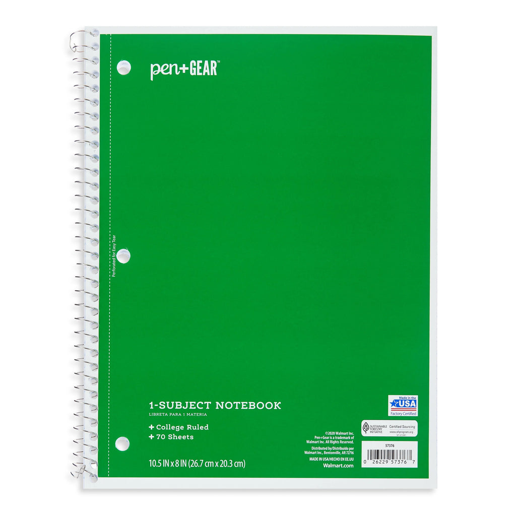 1-Subject College Ruled Notebook, Blue, 70 Sheets U15133