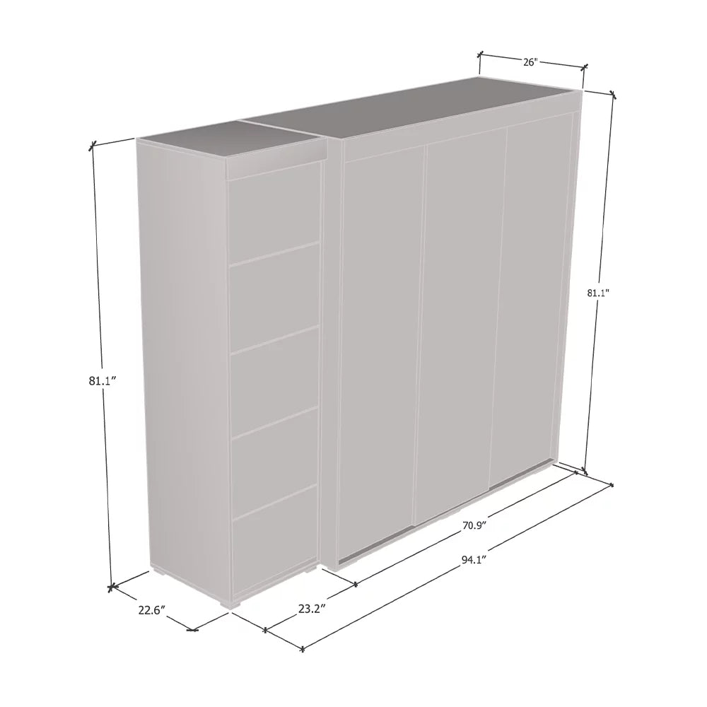 Wardrobe with 1 Mirror E5937