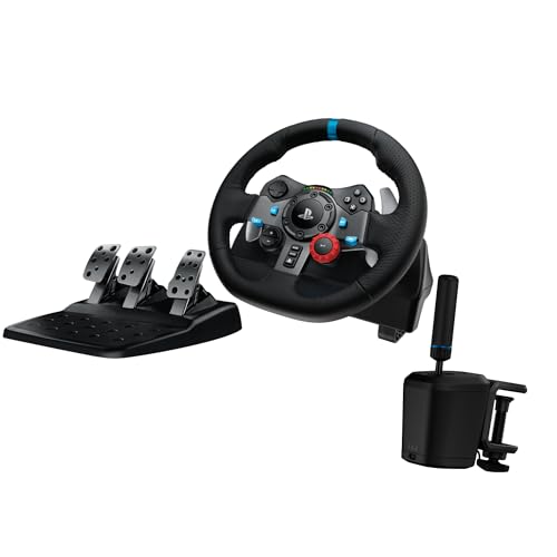 Black Leather Racing Wheel and Floor Pedals K404615