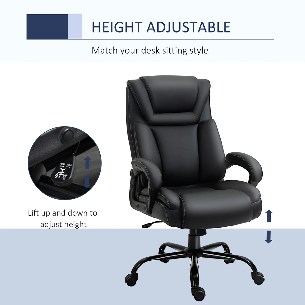 Big and Tall Executive Office Chair with High Back PU Leather, Black Y11641