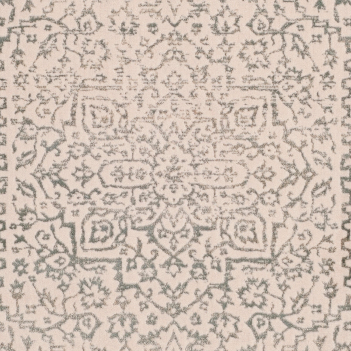 Light Blue Ivory Geometric Floral Runner Rug A39475