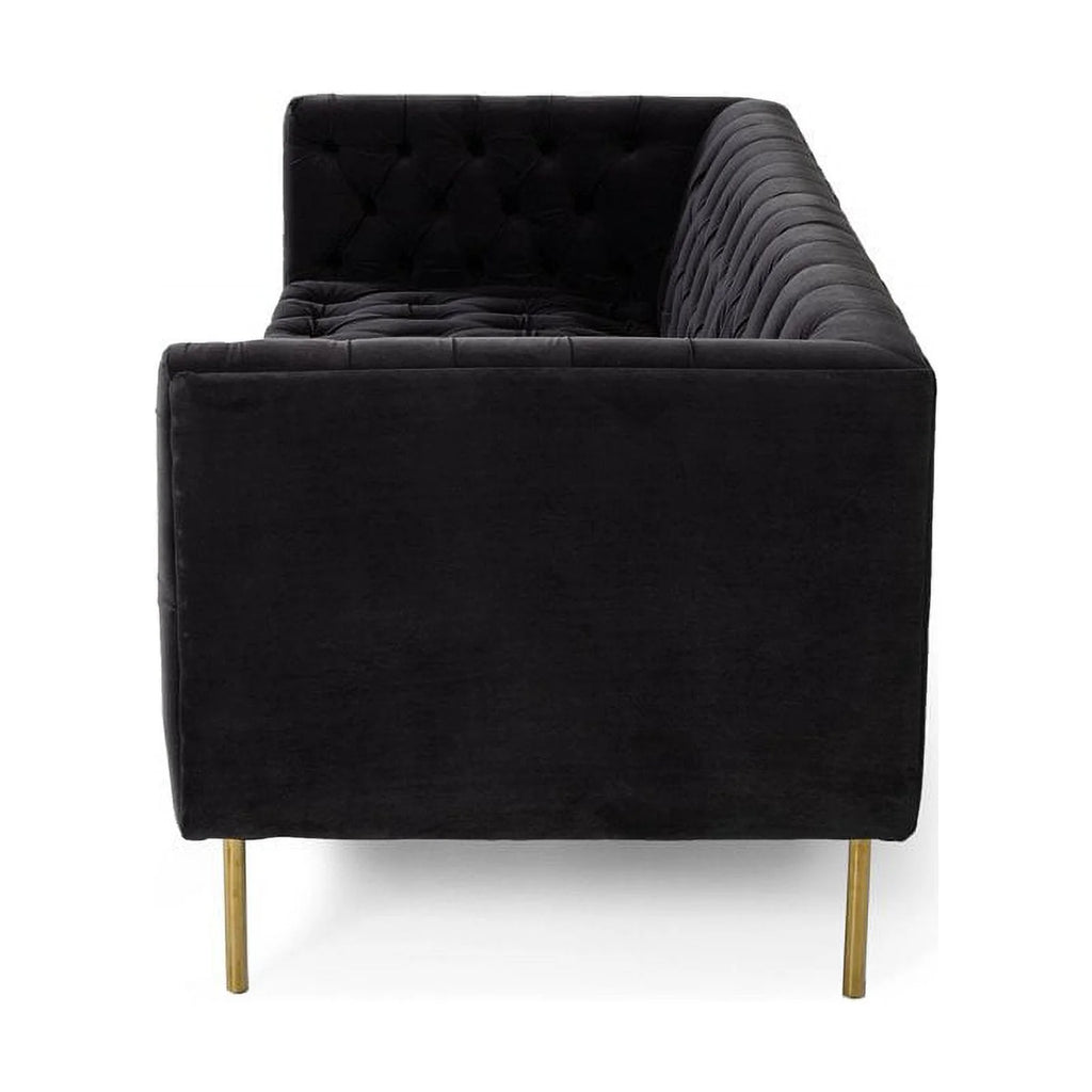 Dark Gray Gold Velvet Solid Wood Sofa G89069
