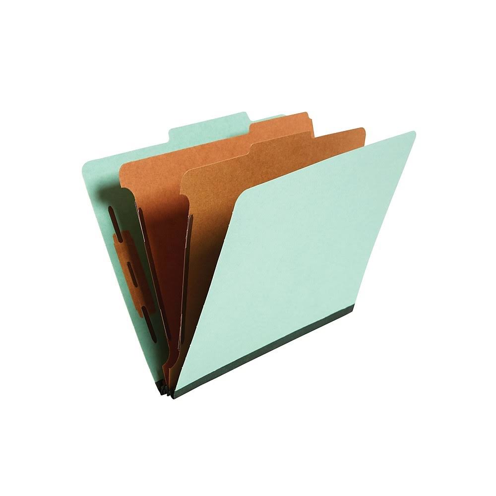 Light Green Pressboard Classification Folder, 2-Dividers, Letter size, 20/Box U225593