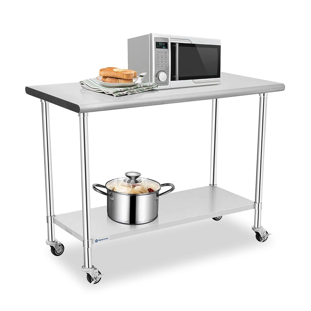 Stainless Steel Table, 30 x 24 Inches with Caster and Adjustable Undershelf Q23903