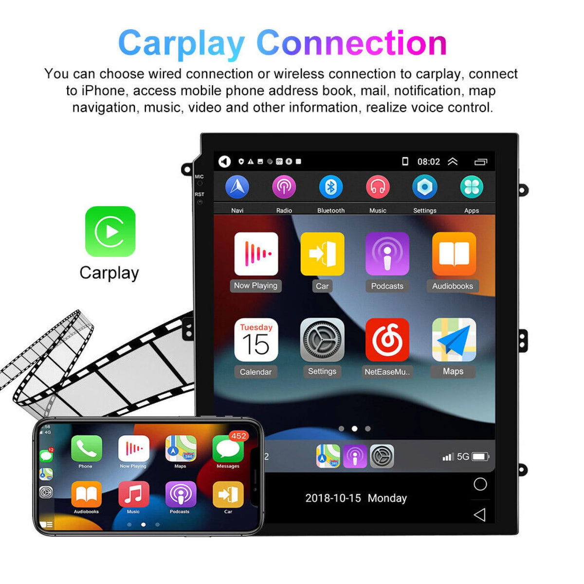 9.7 Car Stereo Radio Carplay GPS Navi BT FM Camera D6350