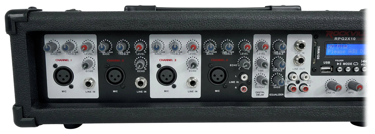 RPG2X10 PA System Mixer Amp 10 inch Speakers Stands Mics Bluetooth X27115