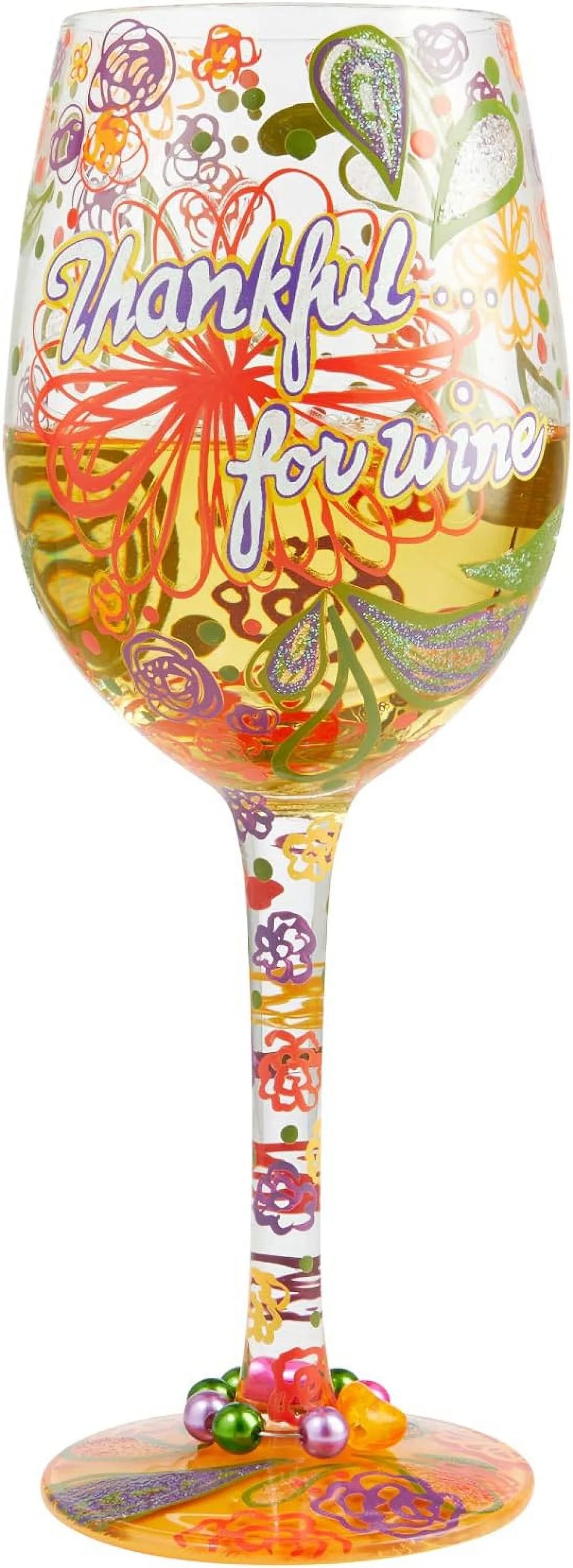 Hand-Painted Artisan Wine Glass, 1 Count I377
