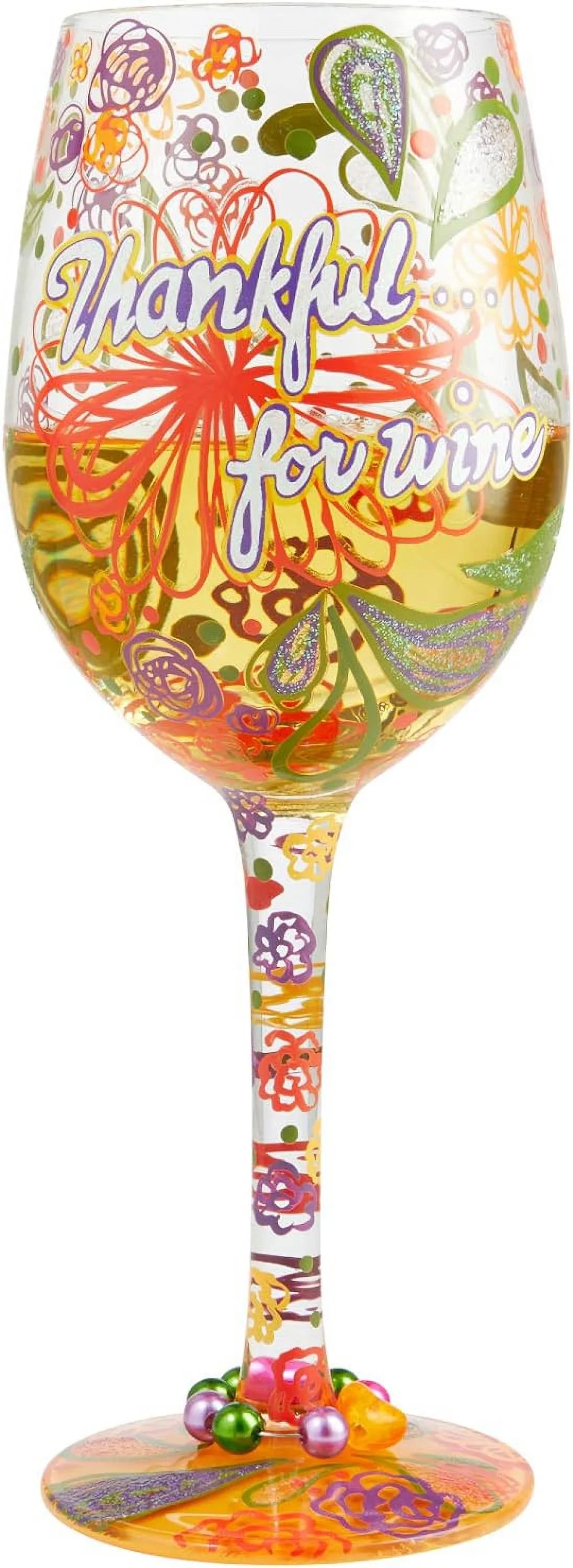 Hand-Painted Artisan Wine Glass, 1 Count I377