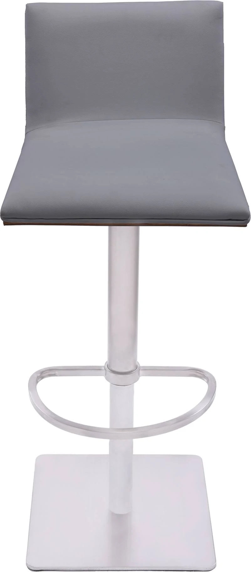 Brushed Stainless Steel Barstool with Grey Faux Leather and Walnut Back S59728