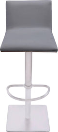 Brushed Stainless Steel Barstool with Grey Faux Leather and Walnut Back S59728