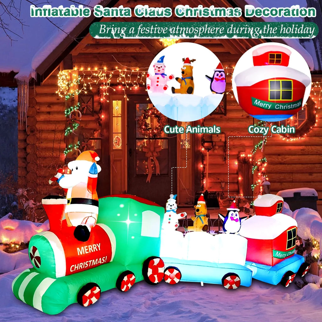 9FT Christmas Inflatables Santa Claus Train LED Lights R521