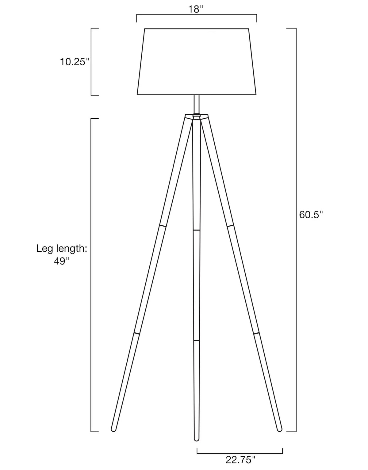 61" Mid Century Tripod LED Floor Lamp H89002