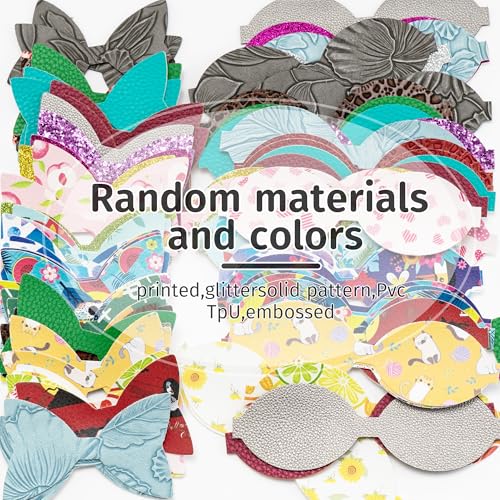 50 Set Pre Cut Faux Leather Bows DIY Making Kit with Alligator Clips V417999