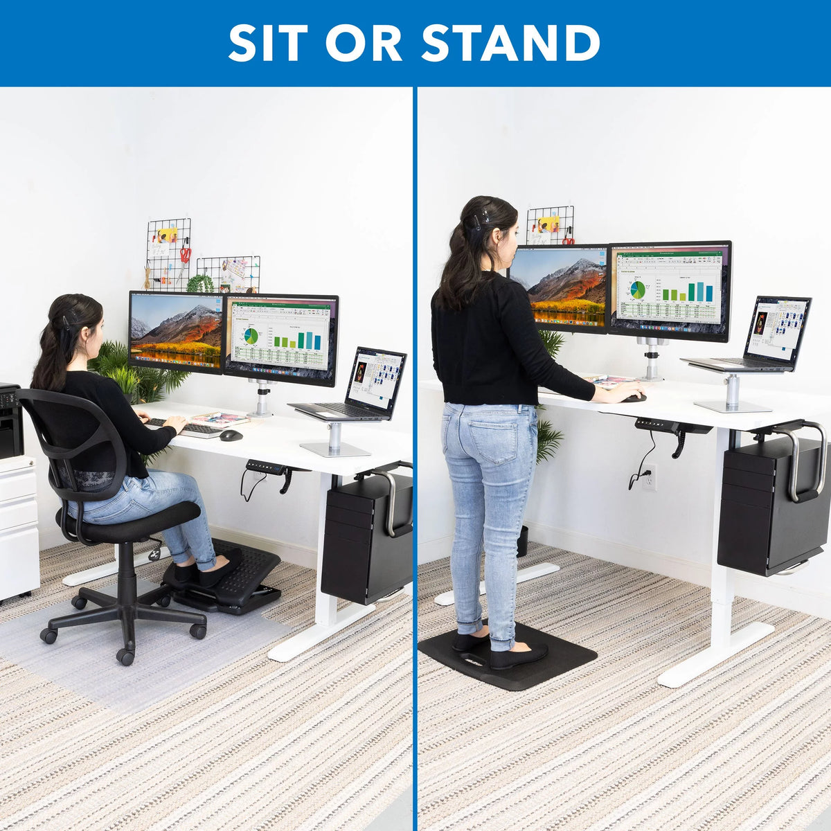 White Electric Standing Desk 55" V597473