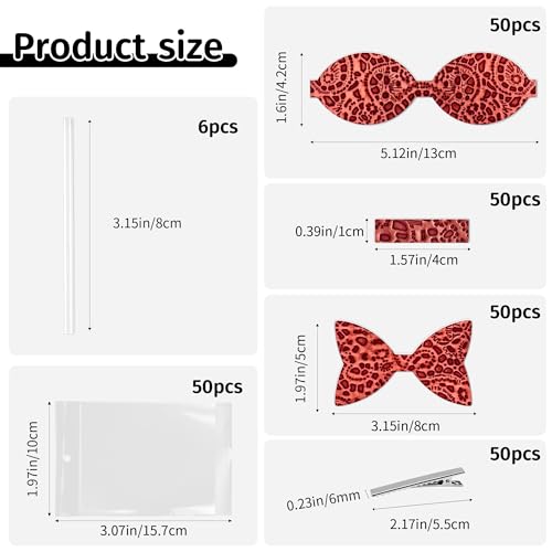 50 Set Pre Cut Faux Leather Bows DIY Making Kit with Alligator Clips V417999