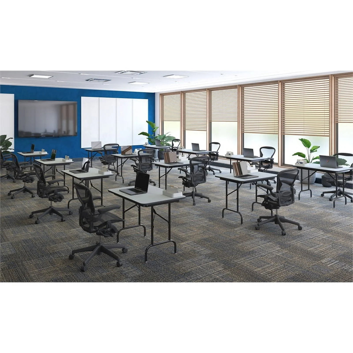 30"W x 48"D Melamine Top Folding Table in Walnut Finish B378