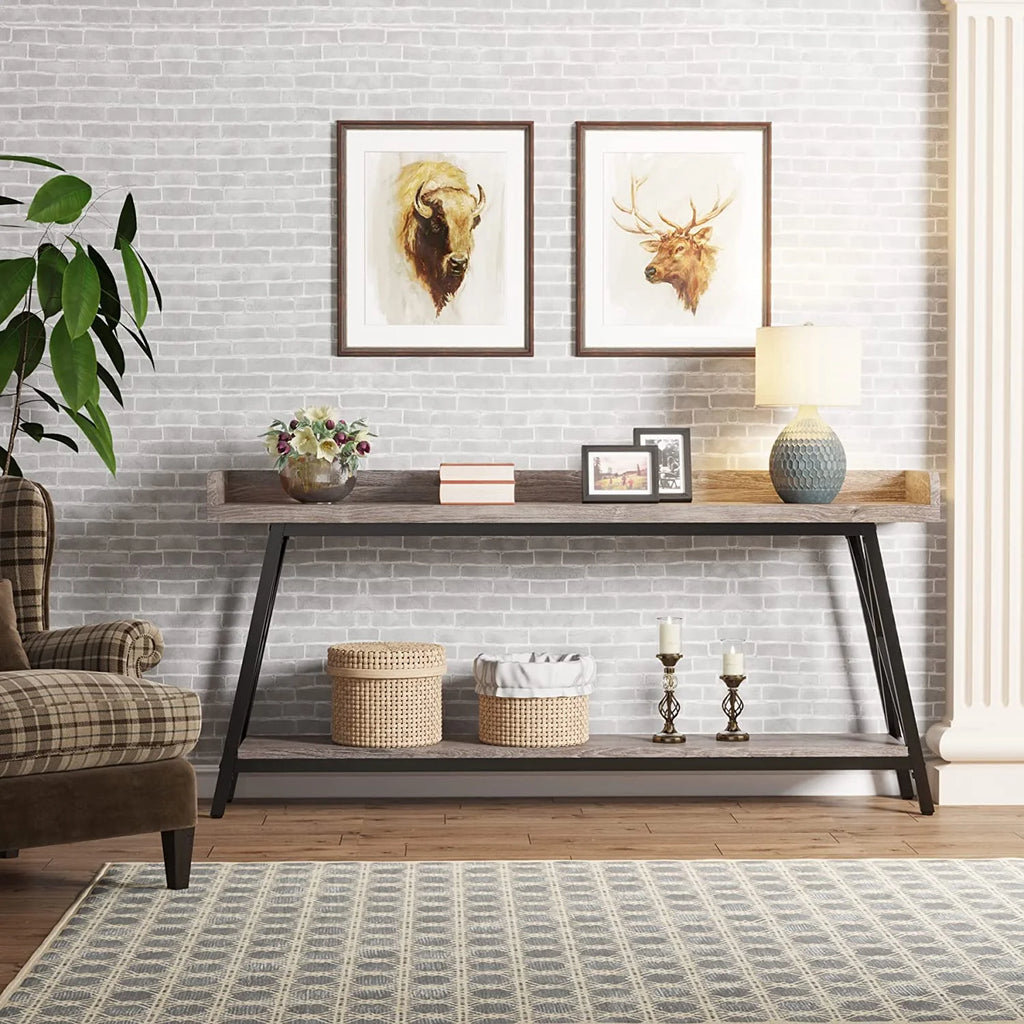 70.9 Inch Industrial Console Table Grey V5388