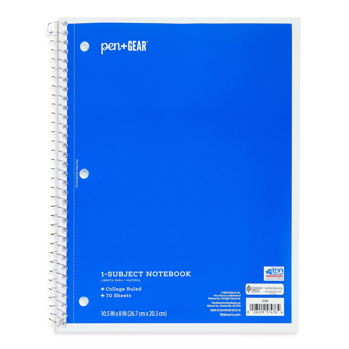 1-Subject College Ruled Notebook, Blue, 70 Sheets U15133