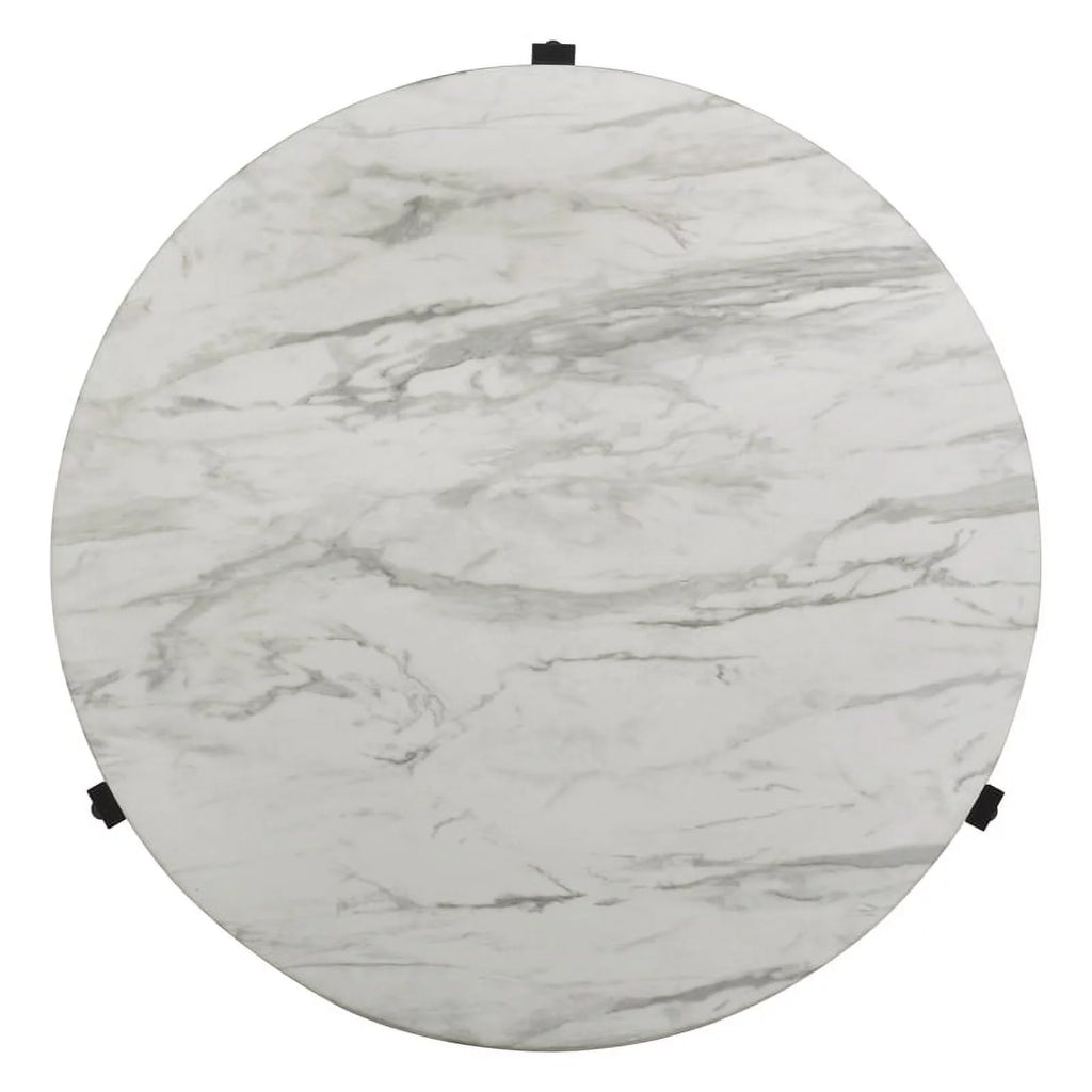 Round Faux White Marble and Black Coffee Table G91740
