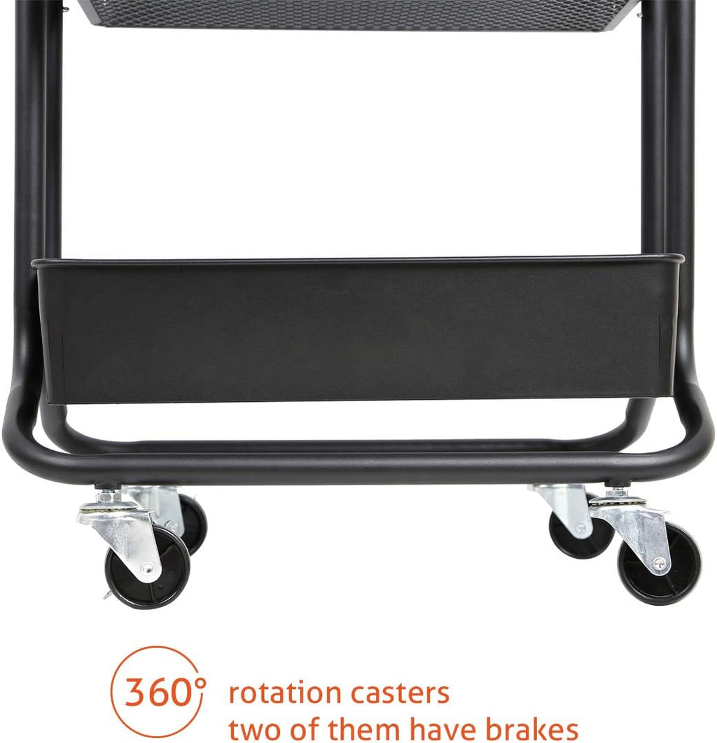 3 Tier Metal Rolling Utility Storage Cart with Wheels X92211