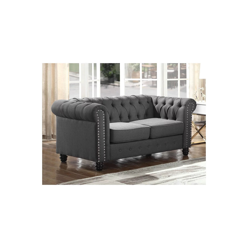 Charcoal Fabric Upholstered Sofa & Loveseat Set S283
