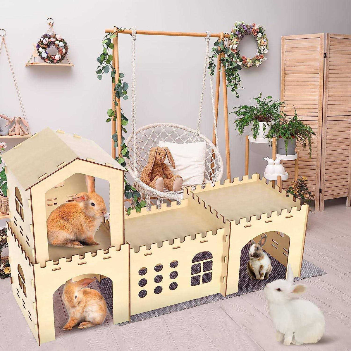 Extra Large Wooden Rabbit Hutch H91509