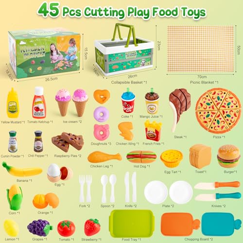 78 Pc Pretend Play Food with Storage Basket P35670